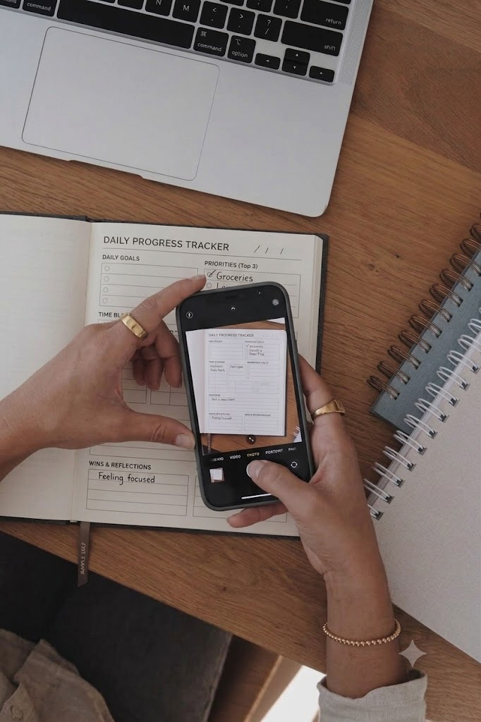 Phone scanning a handwritten planner page